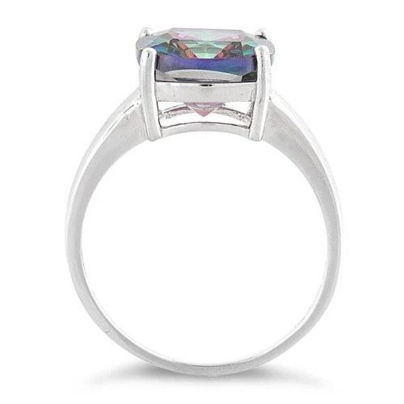 Sterling Silver Cushion Cut Rainbow Mystic Topaz Ring New - Picture 3 of 7